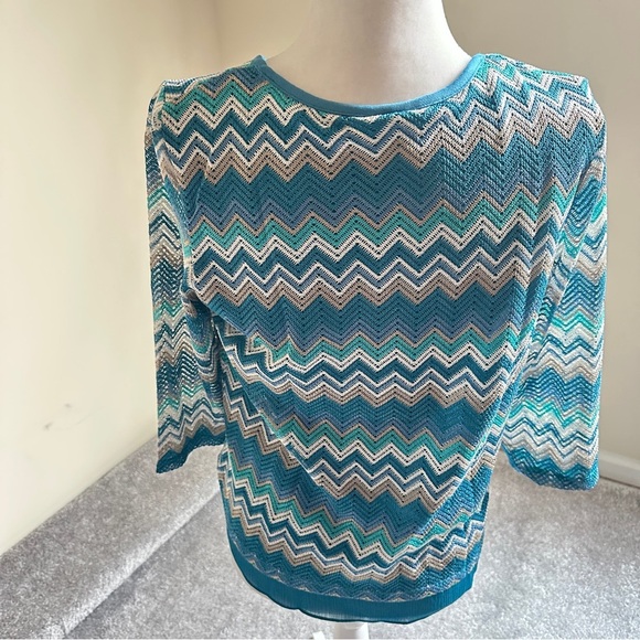 Alfred Dunner Victoria Falls Zigzag Knit Top Women’s Casual Size Small - Picture 2 of 9